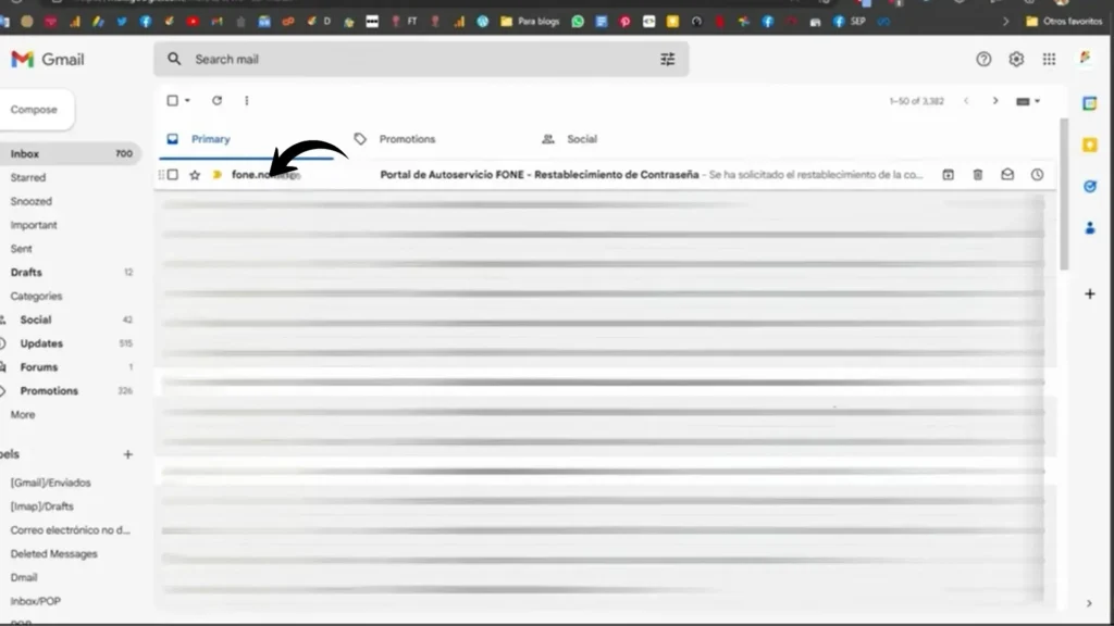 Paso 3: Abre el correo para restablecer la contraseña